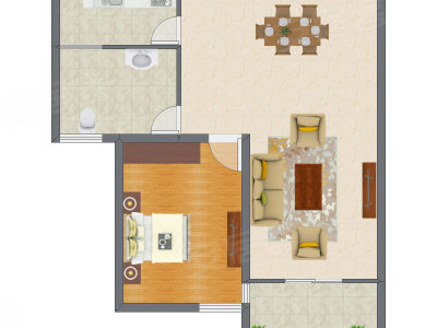1室1厅 72.77平米户型图