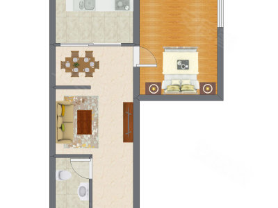 1室2厅 53.00平米户型图