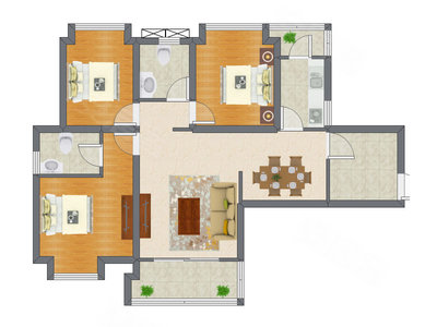 3室2厅 76.11平米
