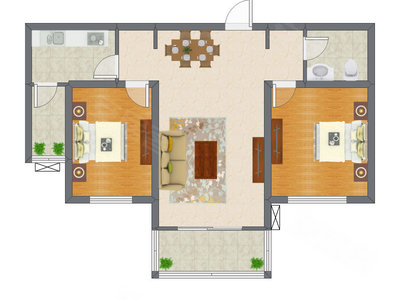 2室2厅 99.08平米户型图