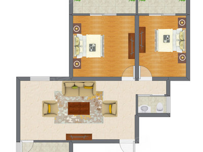 2室1厅 85.00平米户型图