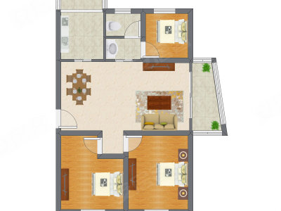 3室2厅 92.06平米