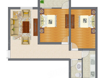 2室1厅 80.00平米