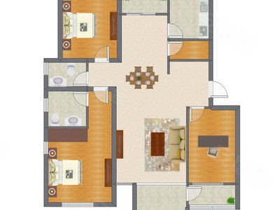 3室2厅 150.00平米