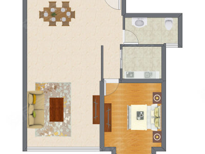 1室2厅 79.97平米户型图