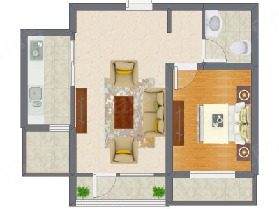 1室1厅 60.21平米户型图