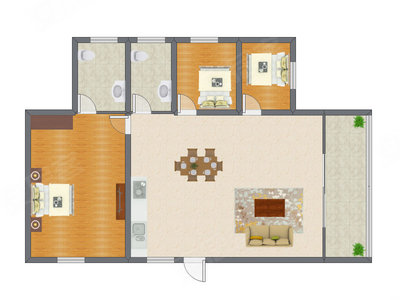 3室2厅 126.05平米