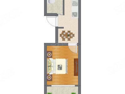1室1厅 32.99平米户型图
