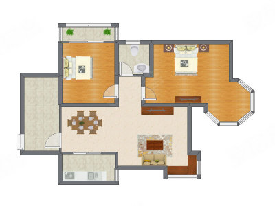 2室2厅 80.80平米
