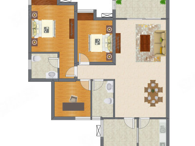 3室2厅 105.44平米