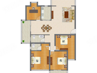 4室2厅 152.46平米户型图