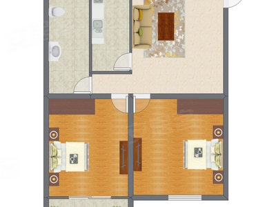 2室1厅 89.22平米户型图