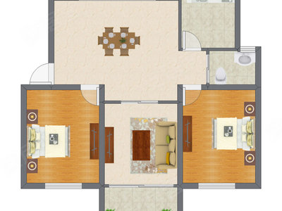 2室2厅 101.36平米户型图