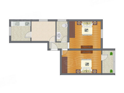 2室1厅 80.00平米户型图