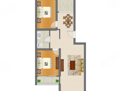 2室2厅 81.75平米户型图