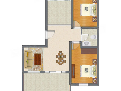 2室2厅 55.85平米