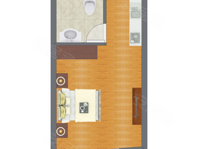 1室1厅 23.34平米户型图