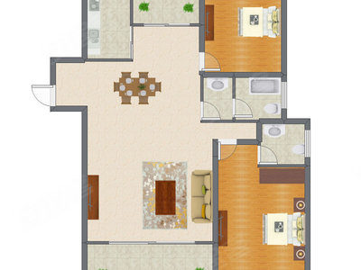 2室2厅 111.69平米户型图
