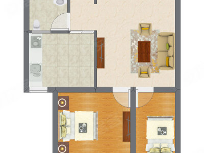 2室1厅 40.11平米