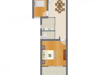 2室1厅 82.74平米户型图
