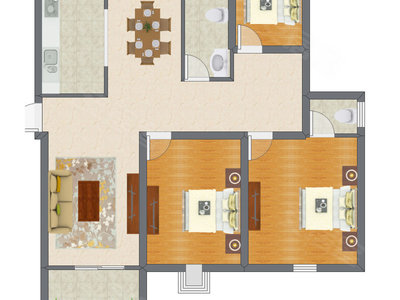 2室2厅 82.93平米户型图