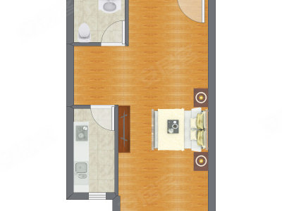 1室0厅 59.61平米户型图