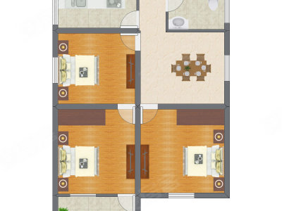 3室1厅 61.88平米