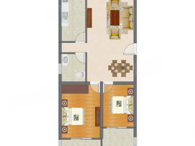 2室2厅 106.26平米户型图