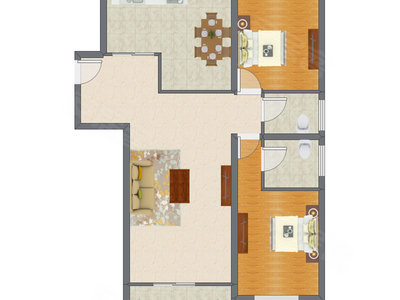 2室1厅 131.98平米户型图