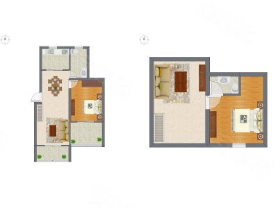2室2厅 55.35平米户型图
