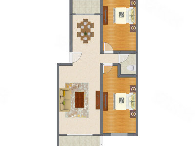 2室2厅 123.01平米户型图