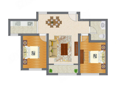 2室2厅 83.61平米户型图
