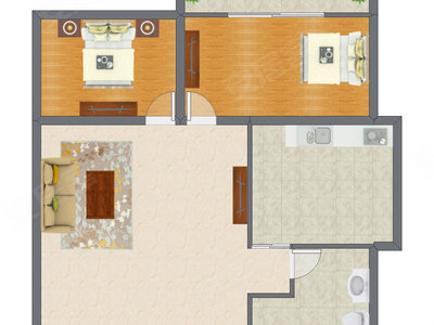 2室1厅 113.00平米户型图