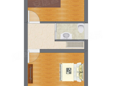 2室1厅 19.41平米户型图