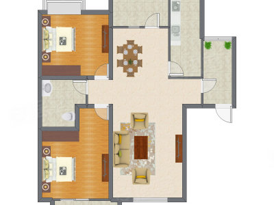 2室2厅 96.47平米