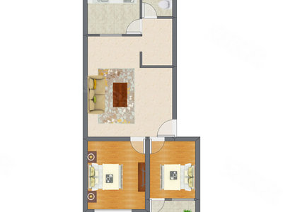 2室1厅 85.23平米户型图