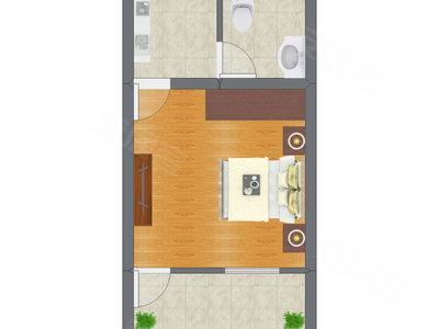 1室1厅 26.11平米户型图