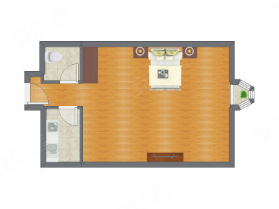 1室0厅 72.87平米户型图