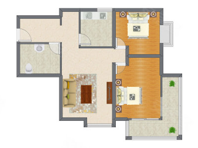 2室1厅 113.60平米户型图