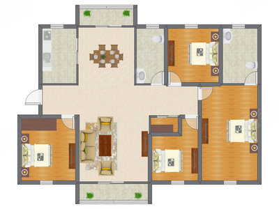 4室2厅 161.59平米
