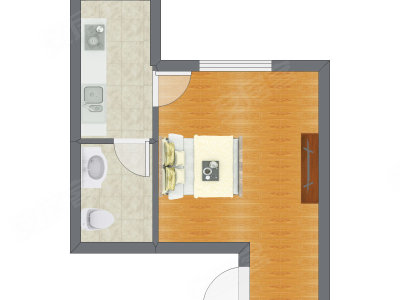 1室0厅 37.83平米户型图