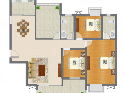 3室2厅 131.00平米