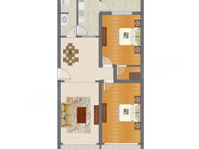 2室2厅 110.70平米户型图