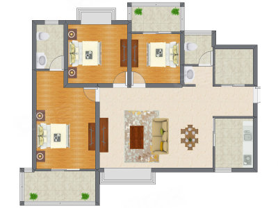 3室2厅 123.32平米