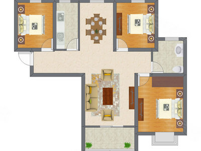 3室2厅 76.12平米