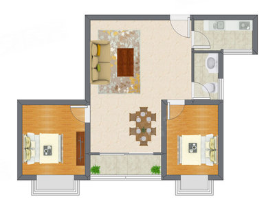 2室2厅 83.49平米户型图