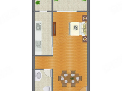 1室0厅 50.48平米
