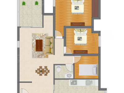 3室1厅 87.53平米