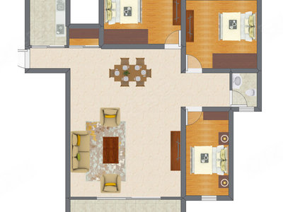 3室1厅 90.72平米