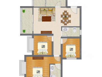 3室2厅 99.18平米